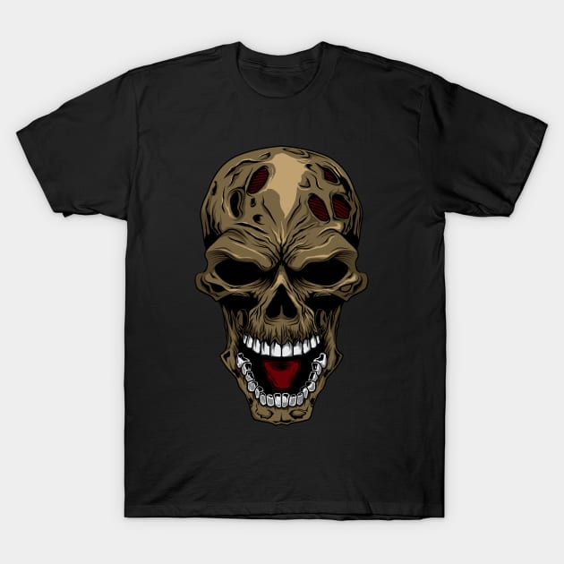 Angry Skull Zombie for Halloween T-Shirt by Eskitus Fashion